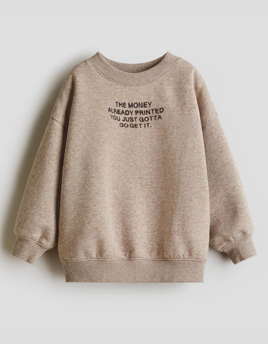 Marl Beige Ribbed Sweatshirt